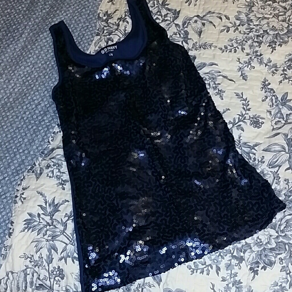 OLD NAVY blue sequin tank top sz. L
